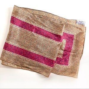 Sacha Silk Scarf pink and light brown floral print